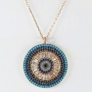 Rose gold Turquoise Evil Eye Necklace